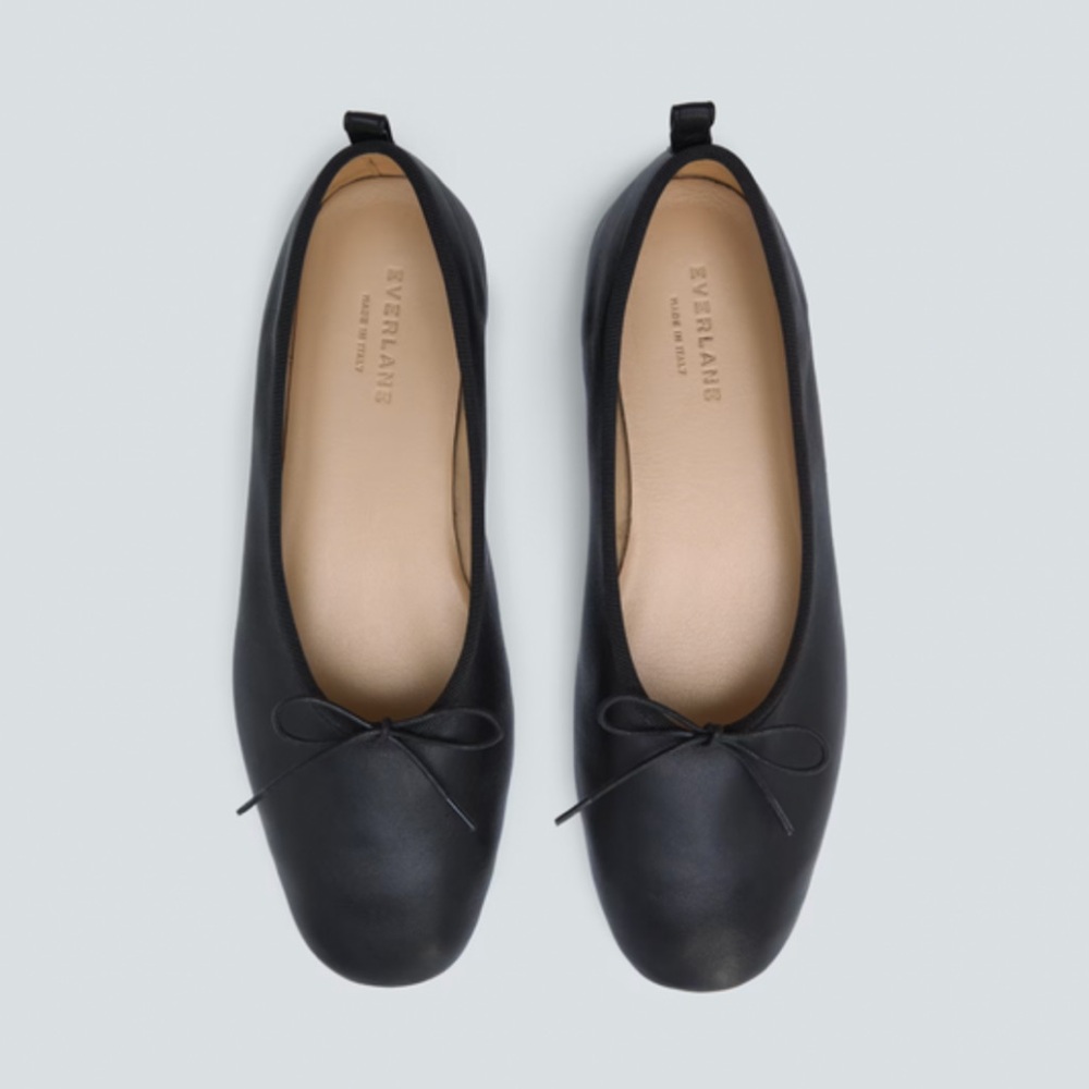 Black Leather Ballet Flats